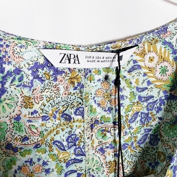 ZARA paisley printed satin effect dress ruffle NWT - Picture 4 of 6